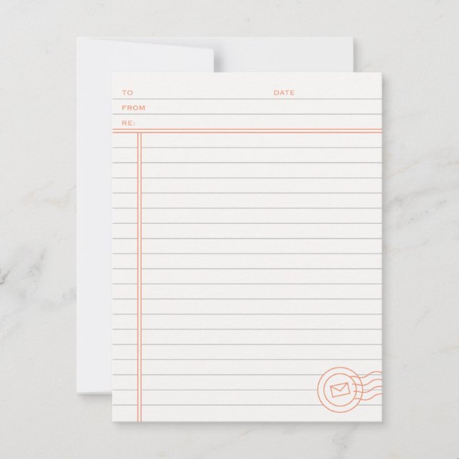 Just the Facts Stationery - Tangerine Note Card (Front)
