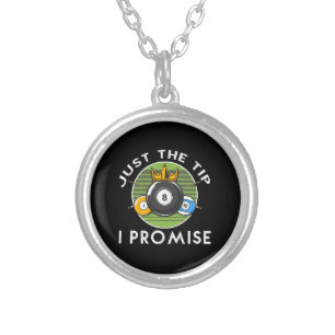 Just The Tip I Promise Billiards Silver Plated Necklace