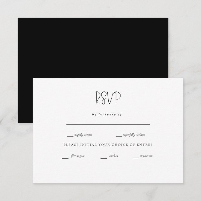 Just the Two of Us B/W Modern Wedding RSVP Card (Front/Back)