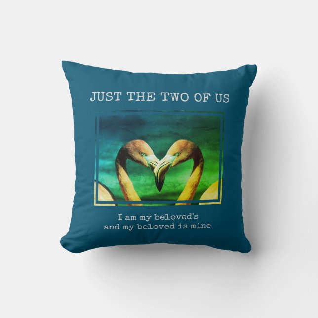 JUST THE TWO OF US Flamingo Christian Couples Throw Pillow (Front)