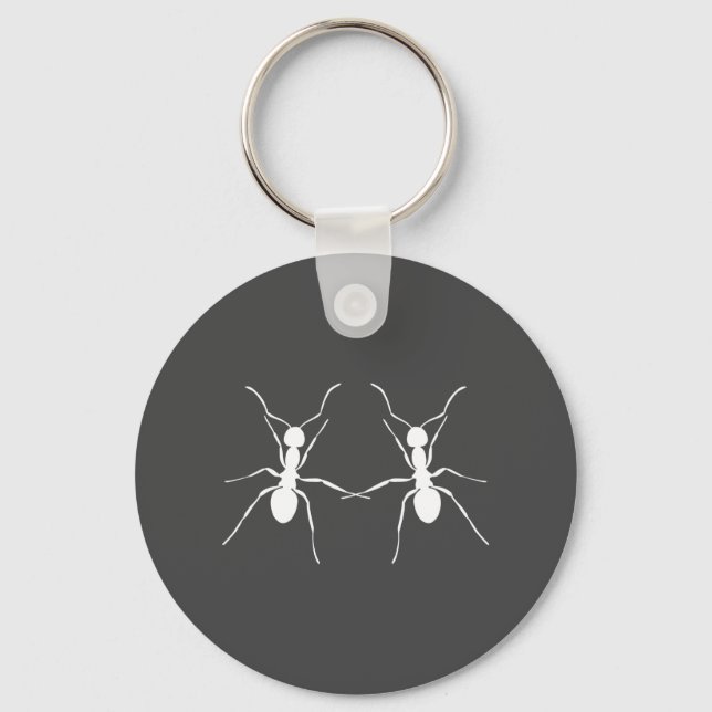 Just the Two of Us. Fun Ant couple design Keychain (Front)