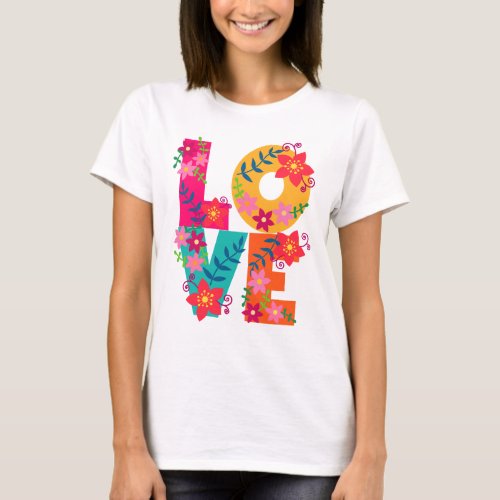 Just the word love and flowers T_Shirt