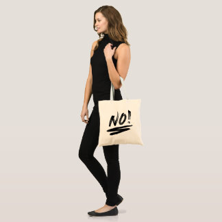 Just the word "NO!"  and a faded hear on the back Tote Bag