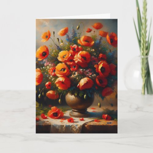 Just Thinking About You  Red Poppies Card