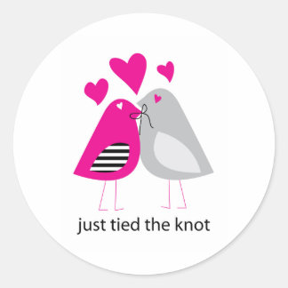 just tied the knot classic round sticker