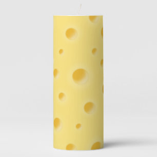 Just Too Cheesy Holey Swiss Cheese Yellow Pillar Candle