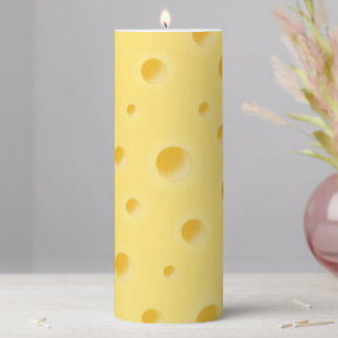 Just Too Cheesy Holey Swiss Cheese Yellow Pillar Candle