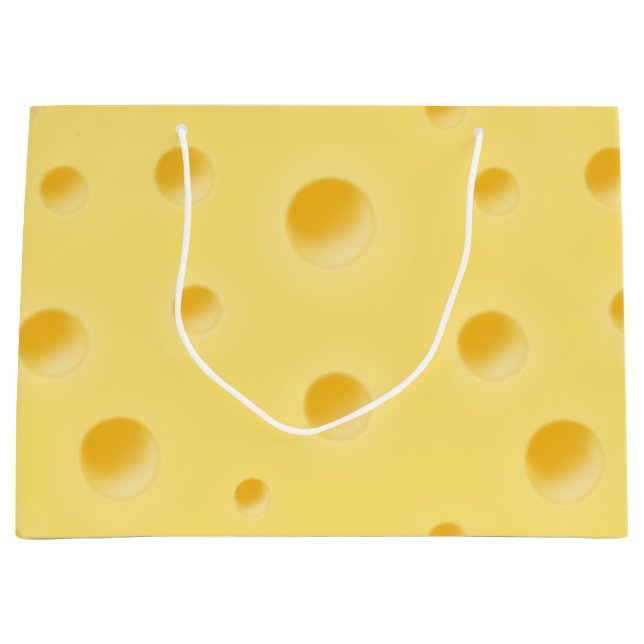 Just Too Cheesy! Personalized Swiss Cheese Fun Large Gift Bag (Front)