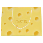 Just Too Cheesy! Personalized Swiss Cheese Large Large Gift Bag