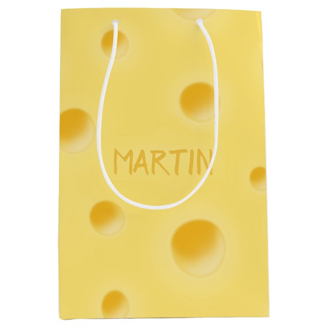 Just Too Cheesy! Personalized Swiss Cheese Medium Gift Bag (Front)