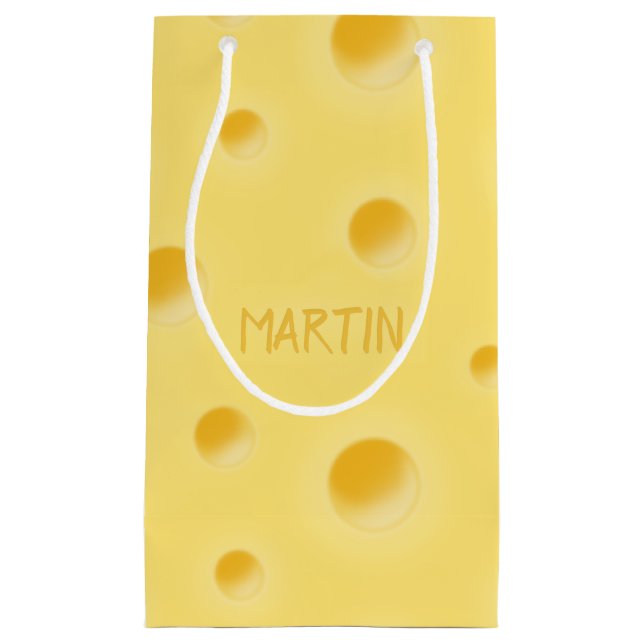 Just Too Cheesy! Personalized Swiss Cheese Small Gift Bag (Front)
