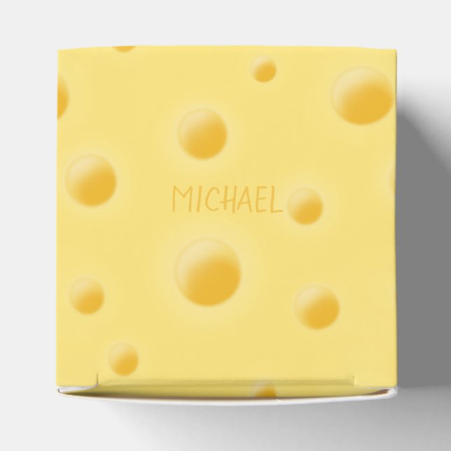 Just Too Cheesy! Swiss Cheese Personalized Name Favor Boxes (Top)