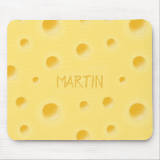 Just Too Cheesy! Swiss Cheese Personalized Name Mouse Pad