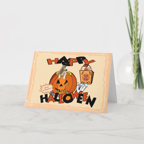 Just Too Cute Westie Puppy Peeking Out of Pumpkin Card