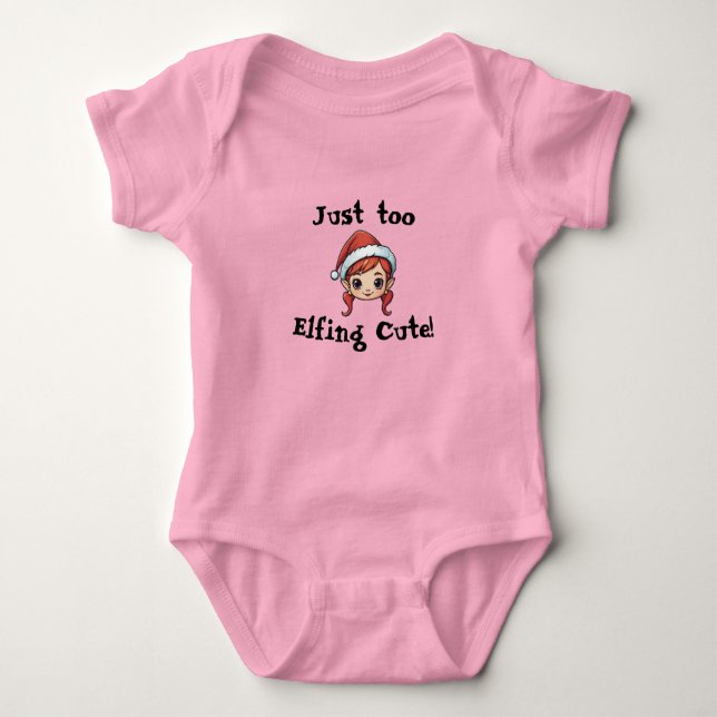 Just Too Elfing Cute! Baby Girl One-Piece Bodysuit (Front)