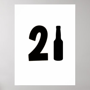 Just Turned 21 Beer Bottle 21st Birthday Poster