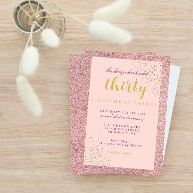 Just Turned Thirty Pink Glitters A Birthday Soiree Invitation (Creator Uploaded)