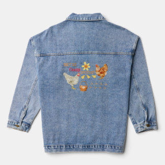 Just Us Crazy Chickens, Farm Humor Denim Jacket
