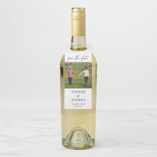 Just Us EDITABLE COLOR Save The Date Bottle Tag (On Bottle)