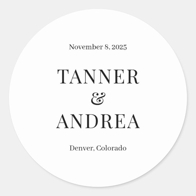 Just Us EDITABLE COLOR Save The Date Stickers (Front)