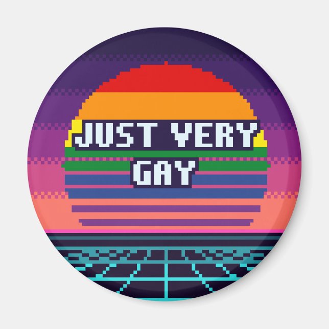 Just Very Gay Pride Pixel Magnet (Front)