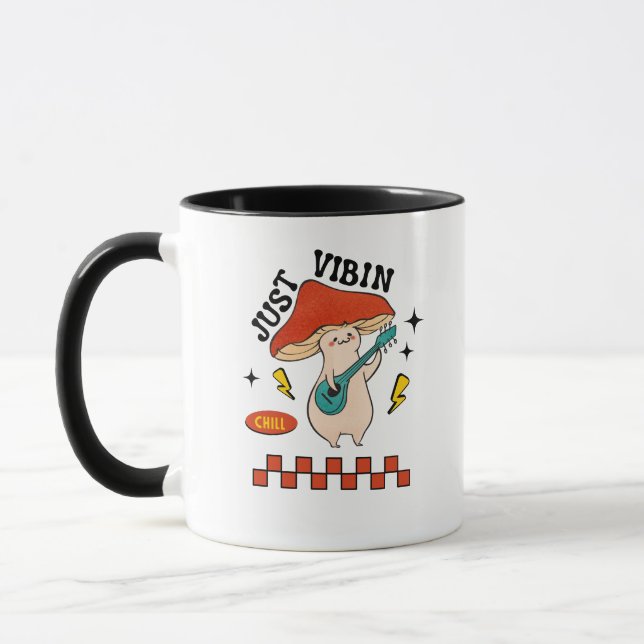 Just Vibin Chill Mushroom Graphic Mug (Left)