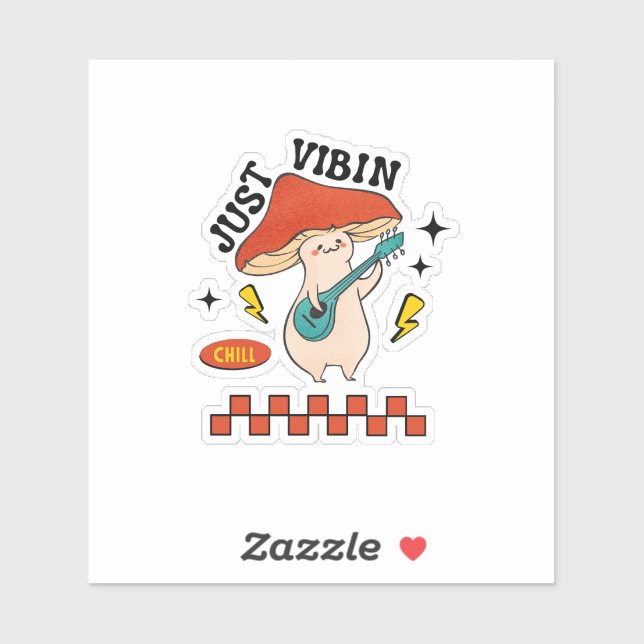 Just Vibin Chill Mushroom Graphic Sticker (Sheet)
