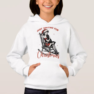 Just Waiting for Christmas with Retro Girl & Cat H Hoodie