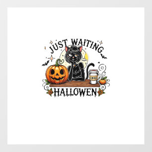 Just Waiting For Halloween Black Cat Lady Ice Coff Floor Decals