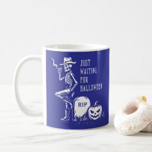 Just Waiting for Halloween Cowboy Skeleton Coffee Mug