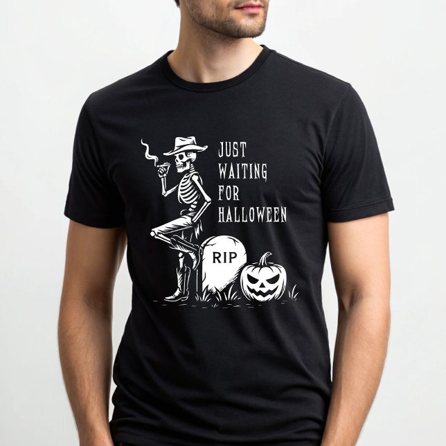 Just Waiting for Halloween Cowboy Skeleton T-Shirt (Creator Uploaded)