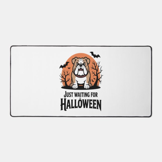 Just Waiting for Halloween Dog Desk Mat (Front)