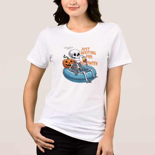 Just Waiting for Halloween – Funny Spooky Tri-Blend Shirt (Front)