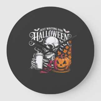 Just Waiting For Halloween Large Clock