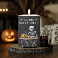 "Just Waiting for Halloween Pillar Candle | Funny 