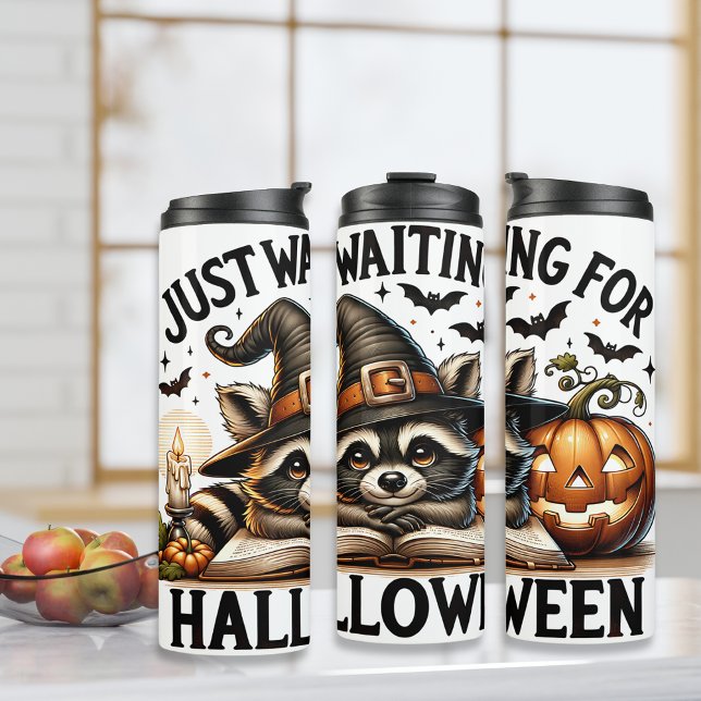Just waiting for Halloween Raccoon Salem Witch Thermal Tumbler (Just waiting for Halloween Raccoon Salem Witch Thermal Tumbler)