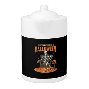 Just Waiting For Halloween Skeleton Design_1 Teapot