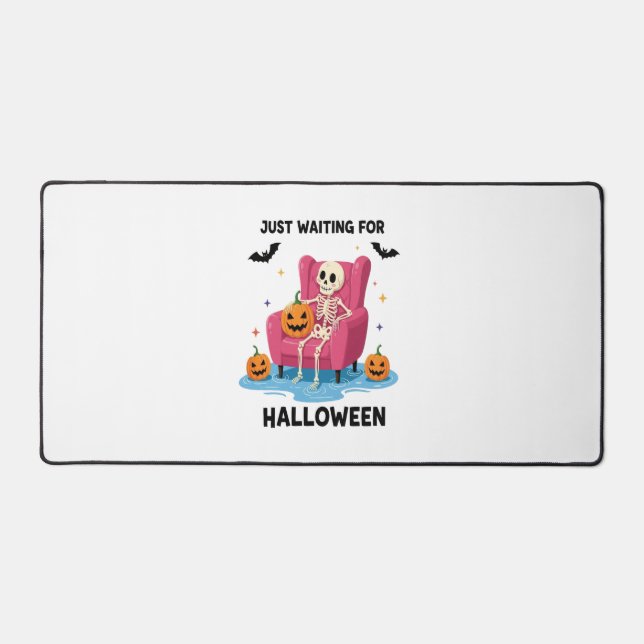 Just Waiting for Halloween Skeleton Desk Mat (Front)