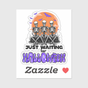 Just Waiting for Halloween, Skeleton Funny Sticker