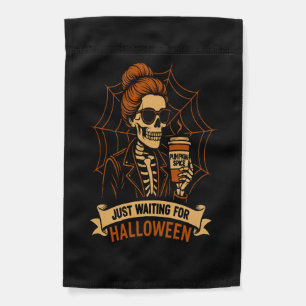 Just Waiting for Halloween Skeleton Garden Flag