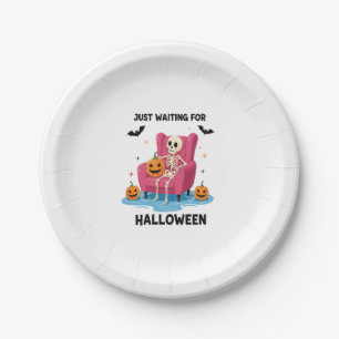 Just Waiting for Halloween Skeleton Paper Plates