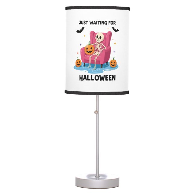 Just Waiting for Halloween Skeleton Table Lamp (Front)