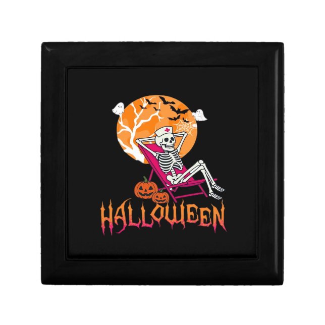 Just Waiting For Halloween Summer Nurse Skeleton P Gift Box (Front)