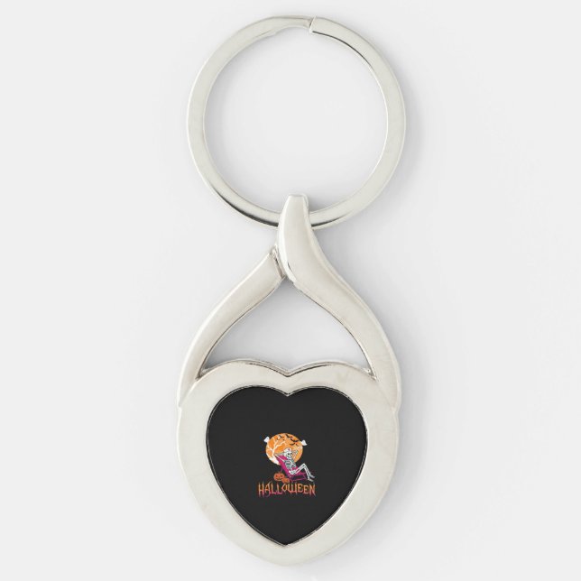 Just Waiting For Halloween Summer Nurse Skeleton P Keychain (Front)