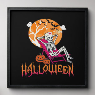 Just Waiting For Halloween Summer Nurse Skeleton P Peel And Stick Photo Tile
