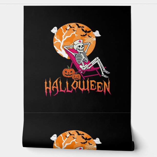 Just Waiting For Halloween Summer Nurse Skeleton P Wallpaper (Unrolling)