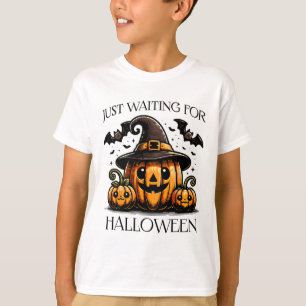 Just Waiting For Halloween Summer Spooky Pumpkin  T-Shirt