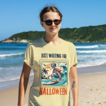 Just Waiting for Halloween Surfing Skeleton