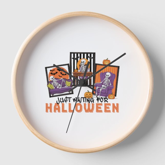 Just Waiting Halloween Fall Vibes Clock (Front)