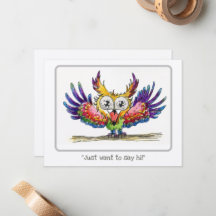 Just-Want-To-Say-Hi Owl - Blank Card